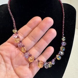 Natural Gemstones Faceted Briolette Tourmaline Citrine Garnet Necklace 12x10mm